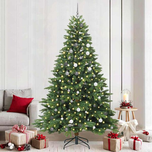 vidaXL Artificial Christmas Tree with 300 LEDs Green 240 cm PE and PVC