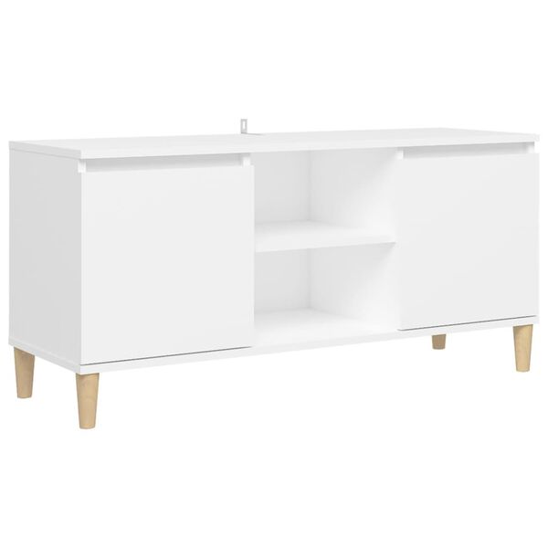 vidaXL TV Cabinet with Solid Wood Legs White 103.5x35x50 cm