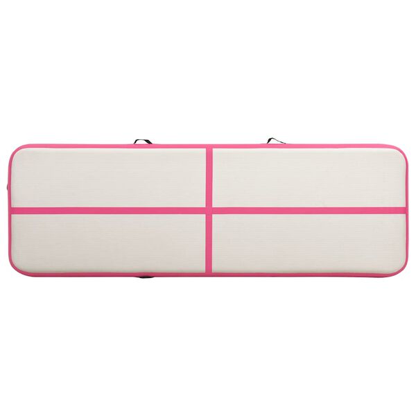 vidaXL Inflatable Gymnastics Mat with Pump 300x100x20 cm PVC Pink