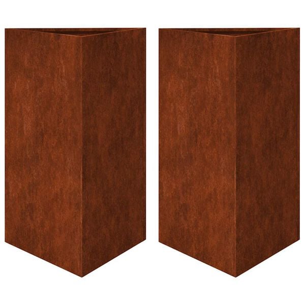 vidaXL Garden Planters 2 pcs Triangular 50x43x75 cm Weathering Steel