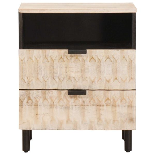 vidaXL Bedside Cabinet White 50 x 33 x 60 cm Solid Mango Wood