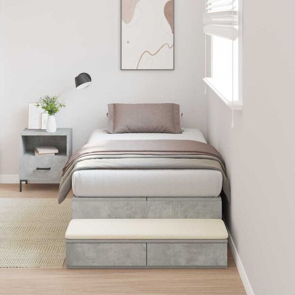 vidaXL Storage Bed Frame Concrete Grey 80 cm Engineered Wood