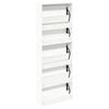 vidaXL Shoe Cabinet 5-Layer Mirror White 63x17x169.5 cm