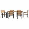 vidaXL Garden Dining Set 7 pcs Black Solid Acacia Wood