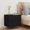 vidaXL Wall-mounted Bedside Cabinet with LED Lights Black