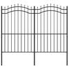 vidaXL Garden Fence with Spear Top Black 239x175 cm Powder-coated Steel