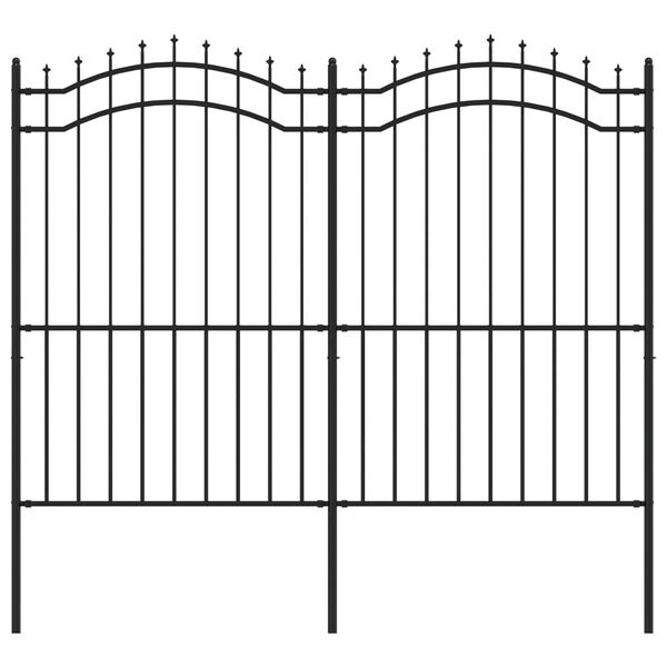 vidaXL Garden Fence with Spear Top Black 239x175 cm Powder-coated Steel