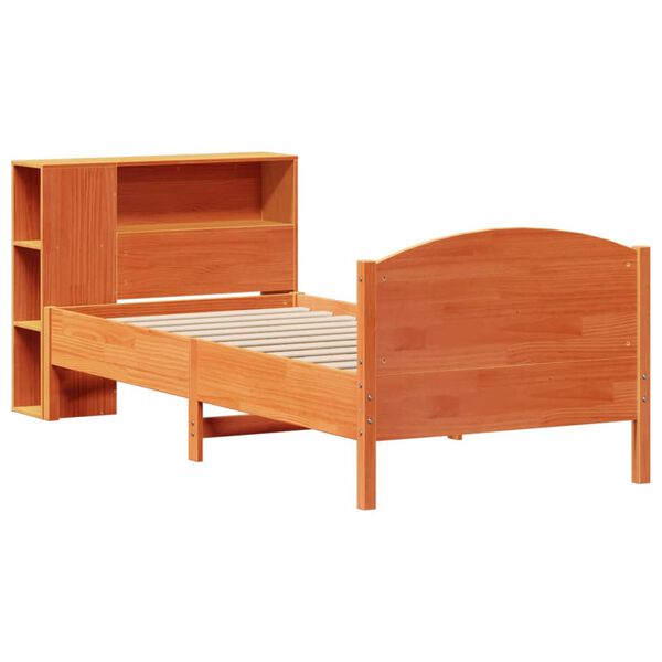 vidaXL Bookcase Bed without Mattress Wax Brown 75x190cm Small Single Solid Wood Pine