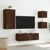 vidaXL 4 Piece TV Wall Cabinets with LED Lights Brown Oak