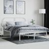 vidaXL Metal Bed Frame without Mattress with Headboard White 140x200cm