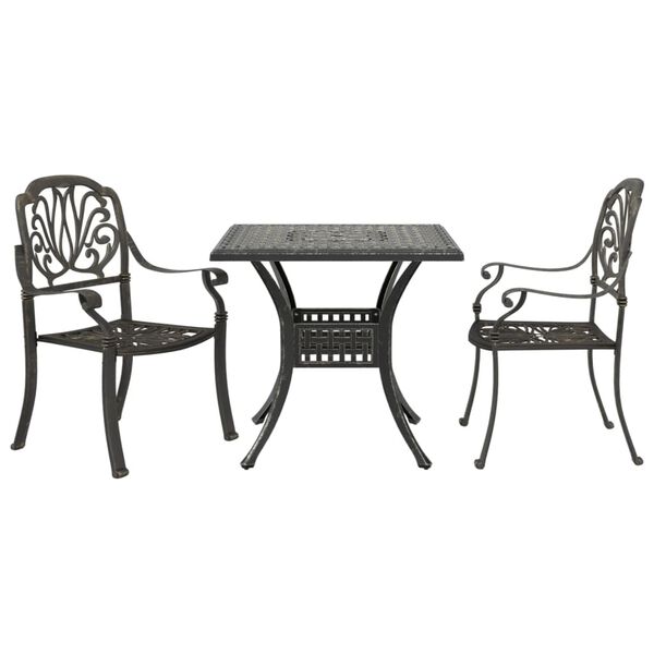 vidaXL 3 Piece Bistro Set Bronze Cast Aluminium