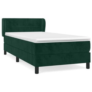 vidaXL Box Spring Bed with Mattress Dark Green 90x200 cm Velvet