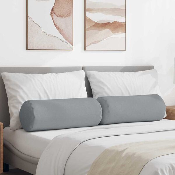 vidaXL Bolster Pillows 2 pcs Light Grey &Oslash; 25 x 70 cm Fabric