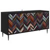 vidaXL TV Cabinet OMMEN 102 x 33 x 51 cm Black Oak Engineered Wood