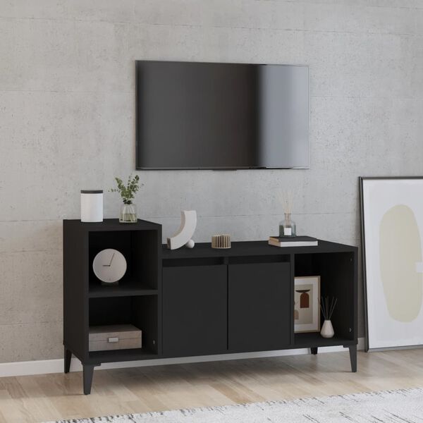 vidaXL TV Cabinet Black 100x35x55 cm Engineered Wood