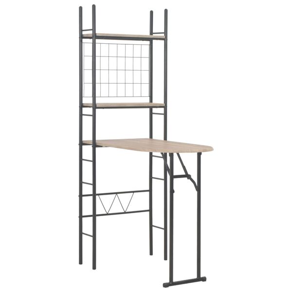 vidaXL 3 Piece Folding Dining Set with Storage Rack MDF and Steel