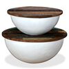 vidaXL Coffee Table Set 2 Pieces Solid Reclaimed Wood White Bowl Shape