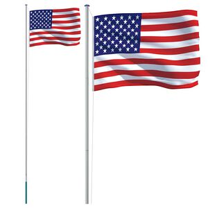 vidaXL US Flag and Pole 6.08 m Aluminium