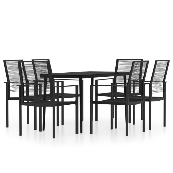 vidaXL 7 Piece Garden Dining Set Black