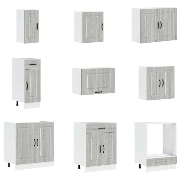 vidaXL 14 Piece Kitchen Cabinet Set Kalmar Grey Sonoma Engineered Wood