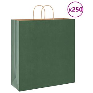 vidaXL Paper Bags 250 pcs with Handles Green 45x17x48 cm