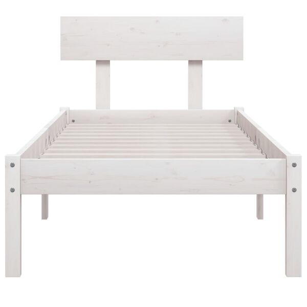 vidaXL Bed Frame without Mattress White Solid Wood Small Single