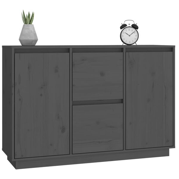 vidaXL Sideboard Grey 111x34x75 cm Solid Wood Pine