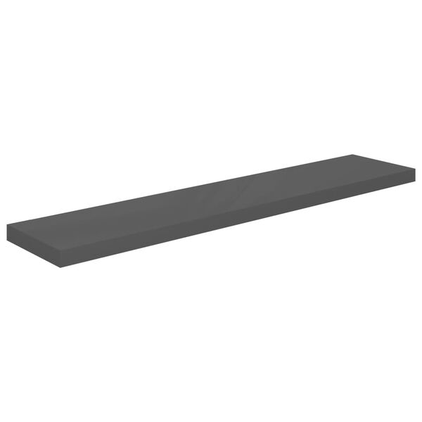 vidaXL Floating Wall Shelves 4 pcs High Gloss Grey 120x23.5x3.8 cm MDF