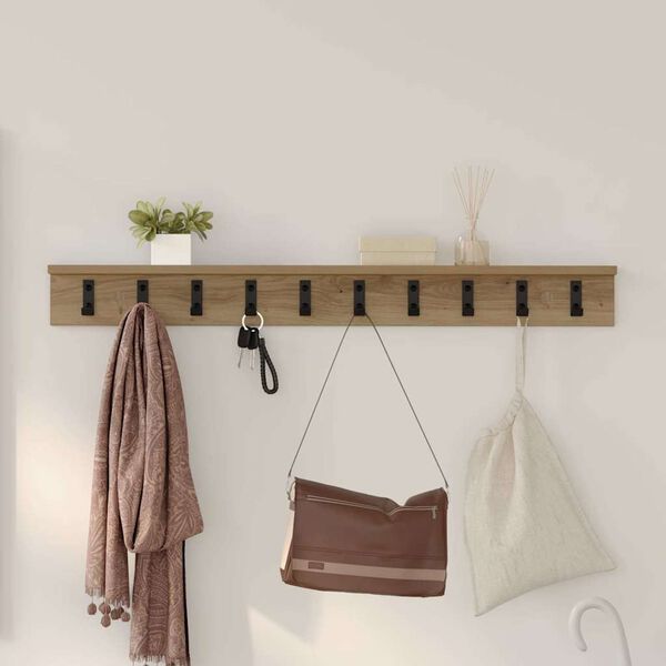 vidaXL Wall-Mounted Coat Rack Artisan Oak 100 x 10.5 x 10.5 cm
