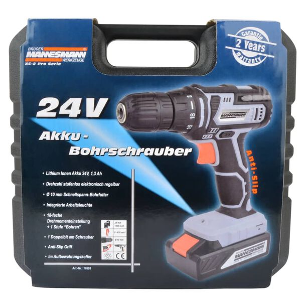 Br&uuml;der Mannesmann Cordless Drill 24 V 1.3 Ah