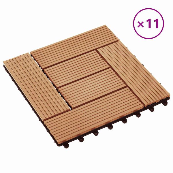 vidaXL Decking Tile 11 pcs Teak 30 x 30 cm WPC