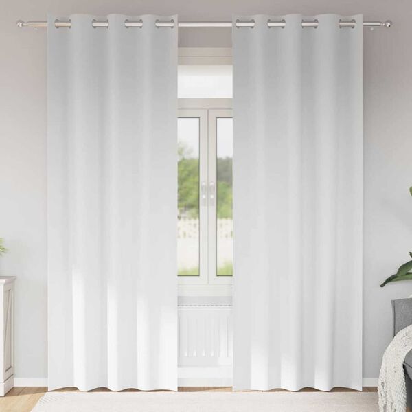 vidaXL Blackout Curtains with Rings 2 pcs Pure White 225 x 140 cm