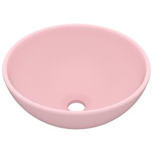 vidaXL Luxury Bathroom Basin Round Matt Pink 32.5x14 cm Ceramic
