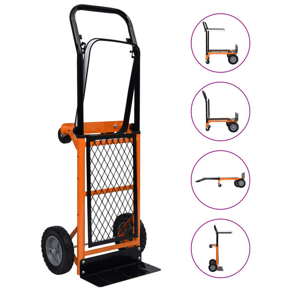 vidaXL 2-in-1 Foldable Platform Hand Truck with Leaf Bag Support