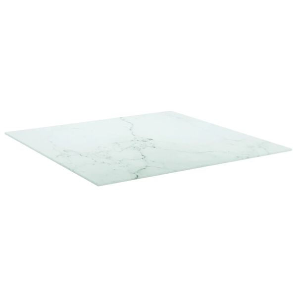 vidaXL Table Top White 70x70 cm 6 mm Tempered Glass with Marble Design