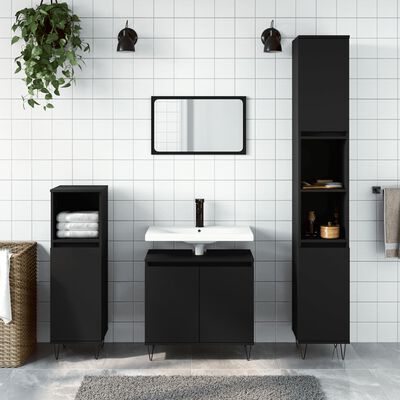 vidaXL Bathroom Cabinet Black 58x33x60 cm Engineered Wood