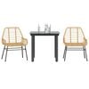 vidaXL 3 Piece Garden Dining Set Brown Poly Rattan Glass