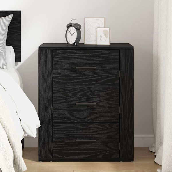 vidaXL Bedside Cabinet Black oak 50 x 36 x 60 cm Engineered wood