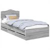 vidaXL Bed Frame with Drawer Grey Sonoma 90 x 190 cm Engineer Wood