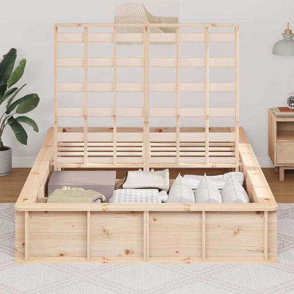vidaXL Bed Frame Brown 135 x 190 cm Solid Pine Wood
