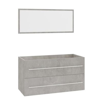 vidaXL 3 Piece Bathroom Furniture Set Concrete Grey