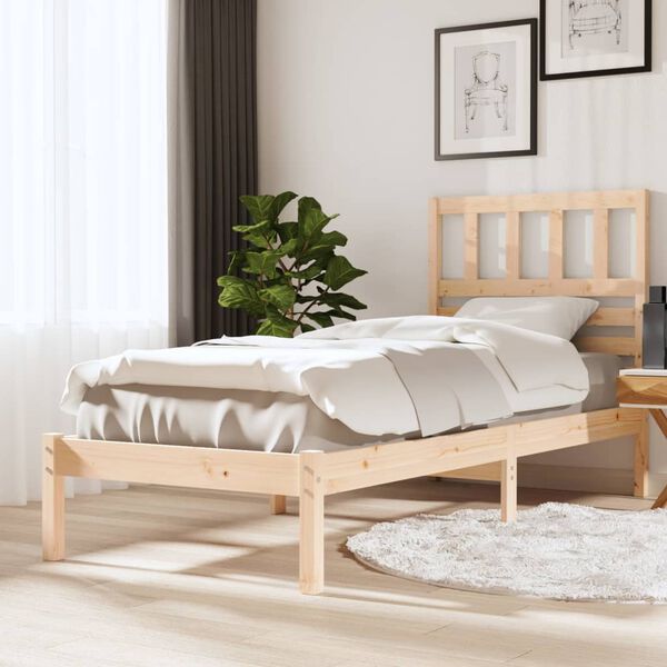 vidaXL Bed Frame without Mattress 75x190 cm Small Single Small Single Solid Wood Pine