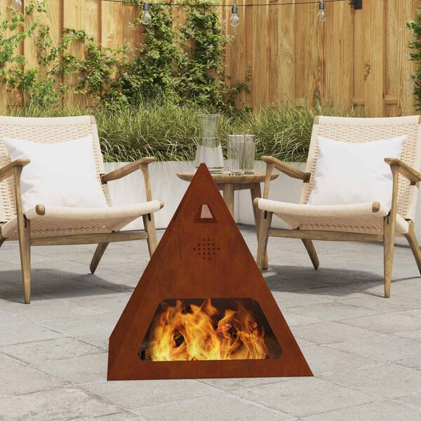 vidaXL Fire Pit Brown 50 x 50 x 51 cm Weathering Steel