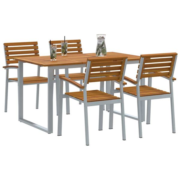 vidaXL Garden Dining Set 5 pcs Grey and brown Solid acacia wood