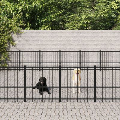 vidaXL Outdoor Dog Kennel Steel 39.52 m²