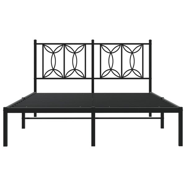 vidaXL Metal Bed Frame without Mattress with Headboard Black 140x200cm