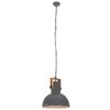 vidaXL Industrial Hanging Lamp 25 W Grey Round Mango Wood 42 cm E27