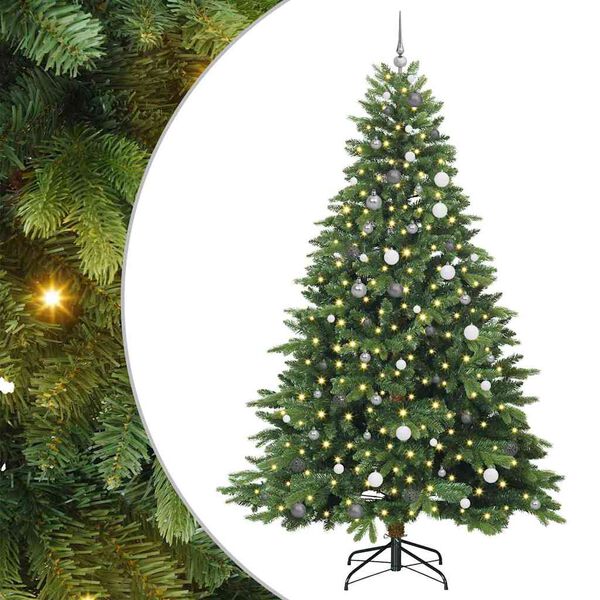 vidaXL Artificial Christmas Tree with 300 LEDs Green 240 cm PE and PVC