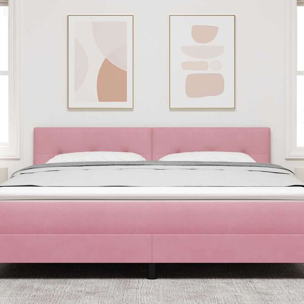 vidaXL Headboard with LED Strip Lights Adjustable Pink 90 cm Velvet