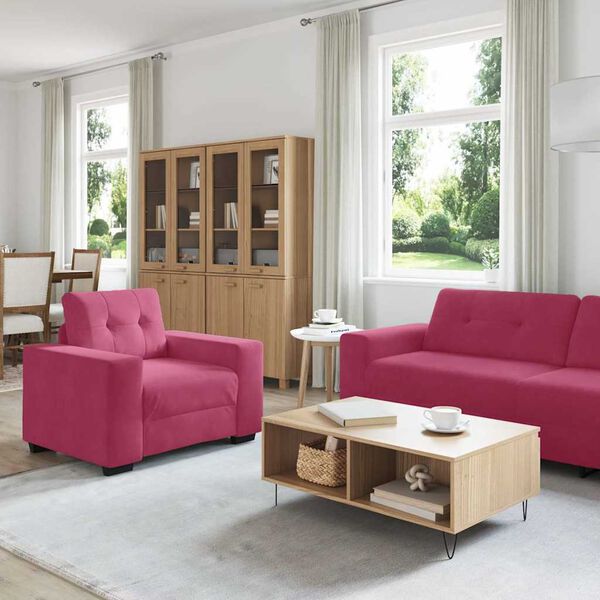 vidaXL Sofa 3 pcs Wind Red Velvet